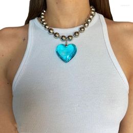 Pendant Necklaces Heart Collarbone Chain Temperament Simple Cold Wind Glass Love-shape Necklace