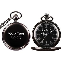 Pocket Watches Customize Your Name Text 47MM Metal FOB Pendant Quartz Pocket Watch Vintage Groomsmen Wedding Gift Anniversary Presents 230619