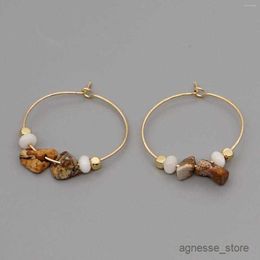 Stud Hoop Earrings Style Natural Stone With Golden Hoops For Women Trendy Jewellery Ear Female Jewellery R230619