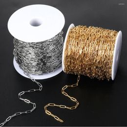 Chains 1pcs Width 4mm Length 40-100cm Gold/Silver Colour Stainless Steel Flat Cable Link Chain Necklace DIY Jewellery For Men And Women