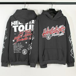 Mens Jackets Hellstar Hoodie Retro Do Old Flame Graffiti Printing Plus Fleece American Casual Loose Men Women Couple Hoodies Sportswear 230619