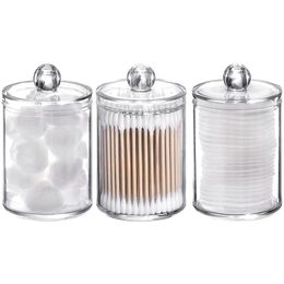 Acrylic Round Container Cosmetic Makeup Cotton Multifunctional Pad Organiser Jewellery Storage Box Plastic Candy Jars