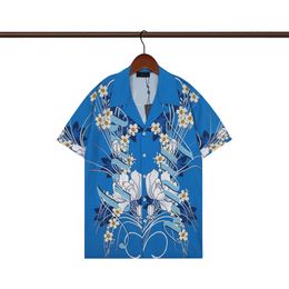 New Summer Short Sleeve Designers Bowling Shirts Men Fashion Colourful Floral Print Dress Shirt Man Regular-Fit Casual Silk Shirt M-3XL