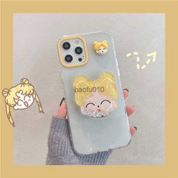 Three-dimensional Cartoon Beautiful Girl Bracket Suitable For Iphone11 Case Apple 12pro Max Mobile Phone Shell Xsmax Anti-dropL230619