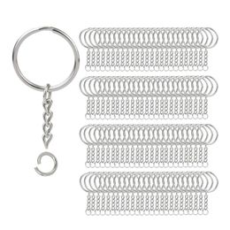 200Pcs Split Key Chain Rings with Chain Silver Key Ring and Open Jump Rings Bulk for Crafts DIY 1 Inch 25mm313Z
