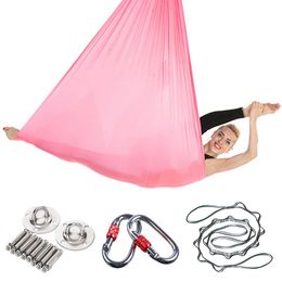 Resistance Bands Full 5*2.8m Anti-Gravity Yoga Hammock SET Fitness Yoga Stretch Belts Aerial Swing Sling Inversion Tool for Pilates/Dance/Workout 230617