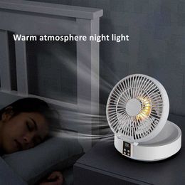 Electric Fans New Electric with night light 4000mAh Rechargeable Wireless Rotation quiet summer Desktop