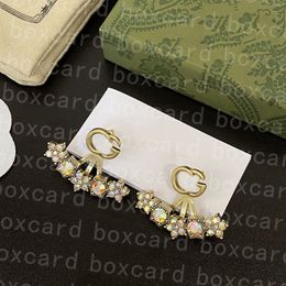 Letter Diamond Stud Earrings Women Designer Studs Hoop Jewelry With Gift Box Valentines Christmas Birthday