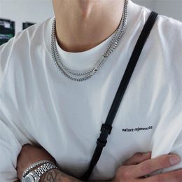 Japanische doppelschichtige Magnetschnalle Halskette Armband Herren Cold Street Hip Hop Kragenkette Titanstahl verblasst nicht
