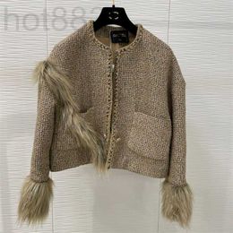 Women's Jackets Designer Spring Summer New Style Celebrity Elegant Round Neck Fashion Splicing Woven Short Coat Women F107