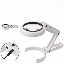Watch Repair Kits LED Folding Light Magnifier For Book Spaper Reading Portable 5X 11X Magnifying Glass Handheld Foldable Loupe