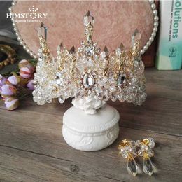 Hair Clips Barrettes HIMSTORY Wedding Bridal Prom Princess Clear Crystal Pearl Tiaras Crown Hairband Hairwear 230619