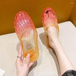 Slippers Women Summer Shoes 2023 In Casual Flat Woman Gradient Bling Beach Slides Sandals Female Flipflop Pantuflas De Mujer