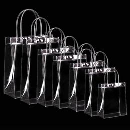 Gift Wrap 10 20pcs Clear Tote Waterproof Bag Reusable PVC Shopping Shoulder Handbag Environmentally Travel Storage Shoes 230619