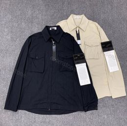 Дизайнерские каменные карманные куртки островная куртка камень с длинным рукавом Значки молнии мужчины футболка повседневная пальто