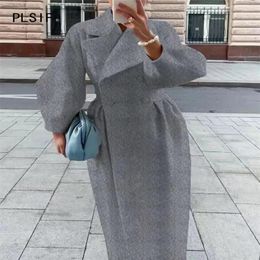 Casual Dresses Winter Women's -selling Long-sleeved Lapel Fashion Temperament Waist Thick Single-breasted Street Talent Dress