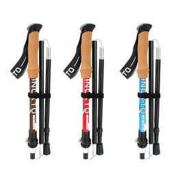 Trekking Poles 5Section Outdoor Fold Pole Camping Portable Walking Hiking Stick For Nordic Elderly Telescopic Club Easy Put Into Bag 230617