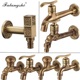 Bathtub Faucets Antique Carved Bibcock Brass Faucet Decorative Outdoor Garden Taps for Washing Machine Luxury Toilet Mop Faucet WB8503 230617