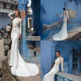 Lior Charchy India Wedding Dresses abiti da sposa Jewel Neck Long Sleeve Mermaid Bridal Gown Special Cut Plus Size Beach Wedding D2718