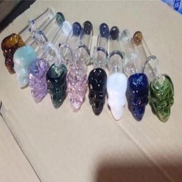 Glass Smoking Pipes Manufacture Hand-blown bongs Colored Skeleton Single Wheel Colored Head Glass Pipe