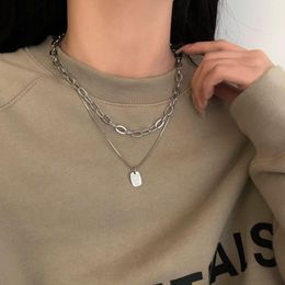 Pendant Necklaces Gold Silver Colour Short Choker Necklace Hip-hop Thick Clavicle Chain Multi-layer For Women Fashion Jewellery