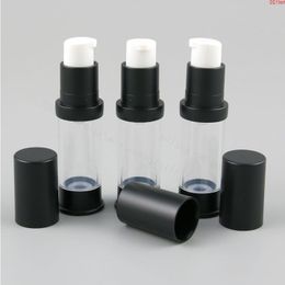 7ML Portable Refillable Cosmetic Airless Bottles Plastic Treatment Pump Lotion Containers with Black Lids 12pcsgood Kunie