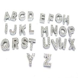 8mm 10mm A-Z Alphabet 0-9 Numbers Zinc Alloy Slider Letter Charms Symbol Full Rhinestones Mixed 130pcs2243