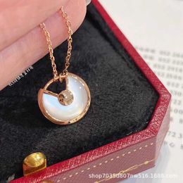 Original designer Gold Carter amulet necklace female plating 18k rose gold double-sided white fritillaria agate pendant collar chain IQAC