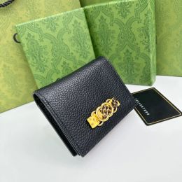 Luxury Designer Wallets for Woman Cowhide High Quality Card Holder Short Wallet Money Bag Coin Purses Clutch Bag Gift Box