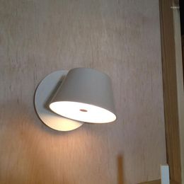 Wall Lamps Nordic Rotation Adjustable Head LED Lamp Design White Orange Indoor Home Aisle El Bedroom Bedside Reading Light