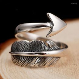 Cluster Rings 925 Sterling Silver Elegant Feather Arrow Lady Ring Promotion Jewellery For Women Birthday Gift Drop