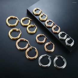 Hoop Earrings Gold Colour Stainless Steel Small Large Circle Hoops For Women Lady Girl Minimalist Metal Jewellery