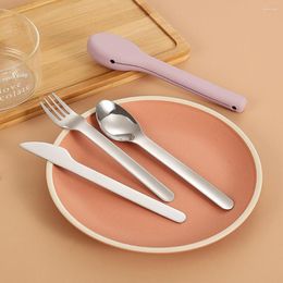 Dinnerware Sets Stainless Steel Tableware Set Portable Kit Fork Spoon Chopsticks With Storage Case For Home School Office Travel