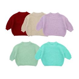 Pullover RTS Fall and winter baby boy girl knit loose sweater kids shirt 230619