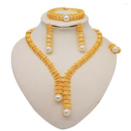 Necklace Earrings Set Dubai Jewelry Bridal Wedding Party Flower Collares Bracelet Ring African Fashion Women Jewellery
