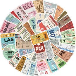 40Pcs-Pack Retro Boarding Pass Stickers Wall Stickers Wholesale Vinyl Sticker Waterproof Laptops Car Scrapbooking Guitar Box Skateboard JDM Luggage Decal