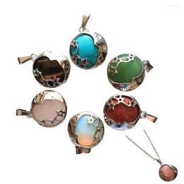 Pendant Necklaces DIY Filigree Opal Charm With Several Designs Silver Colour Plated Stone Necklace