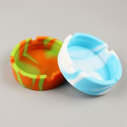 Silicone Ashtray Rubber Round Cigarette Container Jar Ash Cigarette Tray Tobacco Plate Luminous Camouflage Circular Ashtray Smoking Cup Holder 15 Colours DHL