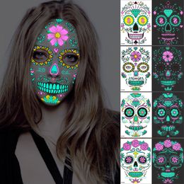 Halloween Decoration Stickers Luminous Sticker Creative Skull Tattoo Stickers Carnival Funny Supplies 4 Style