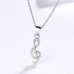 Chains LKE16 Musical Note Pendant Sterling Silver 925 Necklace For Women Jewelry Necklaces