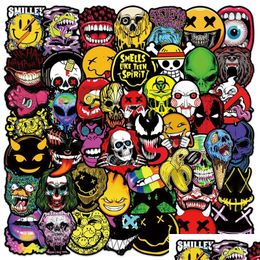 Car Stickers 50Pcs Spooky Halloween Sticker Horror Face Graffiti For Diy Lage Laptop Skateboard Motorcycle Bicycle Drop Delivery Mob Dh6Ku