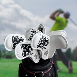 Other Golf Products Ace Of Spades 10pcs/Set Golf Head Cover White Golf Club Cover Velvet Wedge Head Iron Cover 4-9 ASPX 230617
