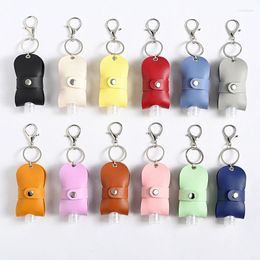 Keychains Portable Leather Squeeze Spray Bottle Keyring Empty Plastic Refillable Mister Key Chains Rings Holder