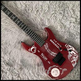 KH-2 Ouija Metallic Red Kirk Hammett Signature Electric Guitar Reverse Headstock, Floyd Rose Tremolo, Black hardware Star Moon Inlay China EMG Pickups