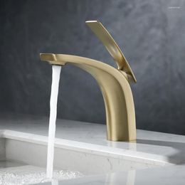 Bathroom Sink Faucets Brushed Nickel Stainless Steel Modern Basin Taps Mixer Tap Single Lever Mono Brass & Cold Black Faucet
