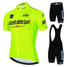 Cycling Jersey Sets Luminous yellow Tour De Italy D'ITALIA Cycling Jersey Set Summer Cycling Clothing MTB Bike Clothes Uniform Maillot Ropa Ciclismo 230619