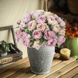 Dried Flowers Artificial for Home Decoration Wedding Silk Rose Bouquet Diy Christmas Craft Wreath Accessories Fake Flower
