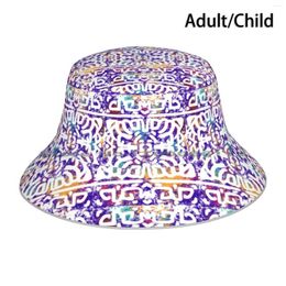 Berets Ancient Inspiration Bucket Hat Sun Cap Mosaic Colourful Tile Design Abstract Pattern Geometric Foldable Outdoor