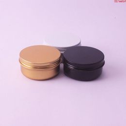 50G Black Gold Aluminium Metal Refillable Containers Makeup Skin Care Cream Lotion Cosmetics Container Jar Pot Bottle 50pcsgoods Wabwo