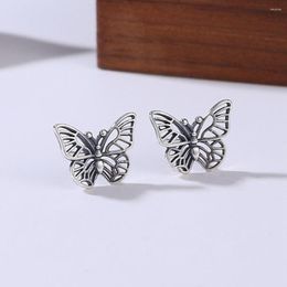 Stud Earrings S925 Sterling Silver Cool Style Women's Simple Personality Versatile Temperament Student Korean Butterfly